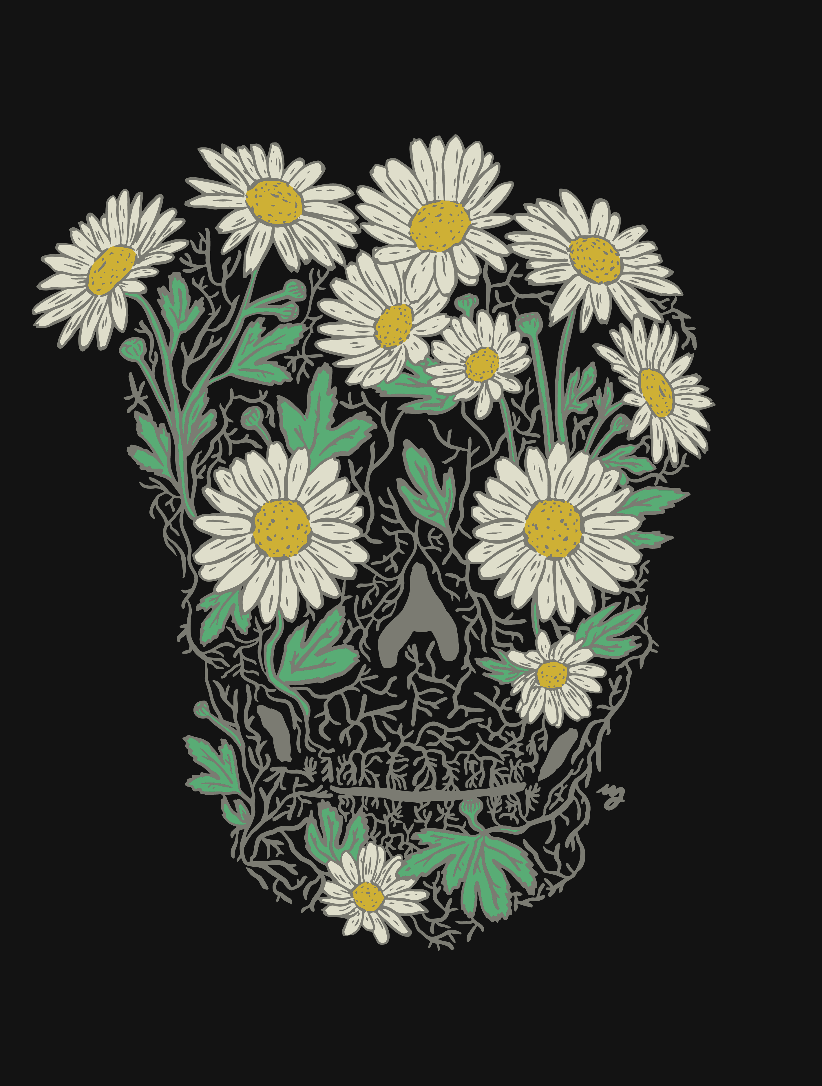 Daisy Skull · Black Unisex T-Shirt